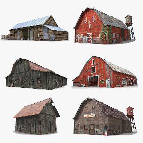 6 Barns Set 3D